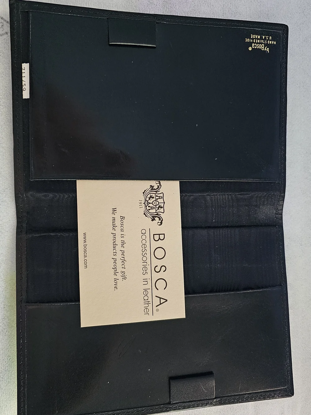 Bosca Black Leather Precription Pad / Travel Wallet